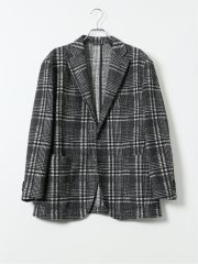 【大きいサイズ】ジャケット メンズ ビジネス ストレッチ 裏起毛 ライトニット プリント 2ボタン テーラード グランバック