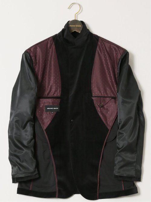 【大きいサイズ】グランバック/GRAND-BACK 光沢ストレッチ ポリコール 2ボタンジャケット