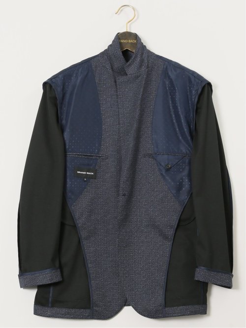 【大きいサイズ】グランバック/GRAND-BACK ストレッチジャージ プリント 2ボタンジャケット(セットアップ可能)