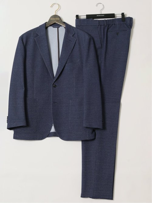 【大きいサイズ】グランバック/GRAND-BACK ストレッチジャージ インディゴ 2ボタンジャケット(セットアップ可能)