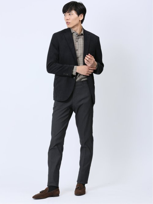 ダブルラッセルニット スリムフィット 2ボタンジャケット 黒