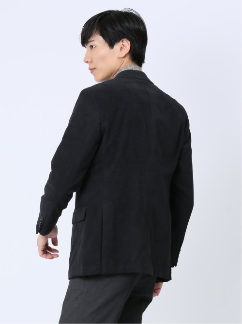 ダブルラッセルニット スリムフィット 2ボタンジャケット 黒