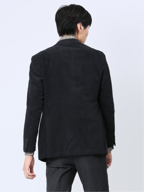 ダブルラッセルニット スリムフィット 2ボタンジャケット 黒