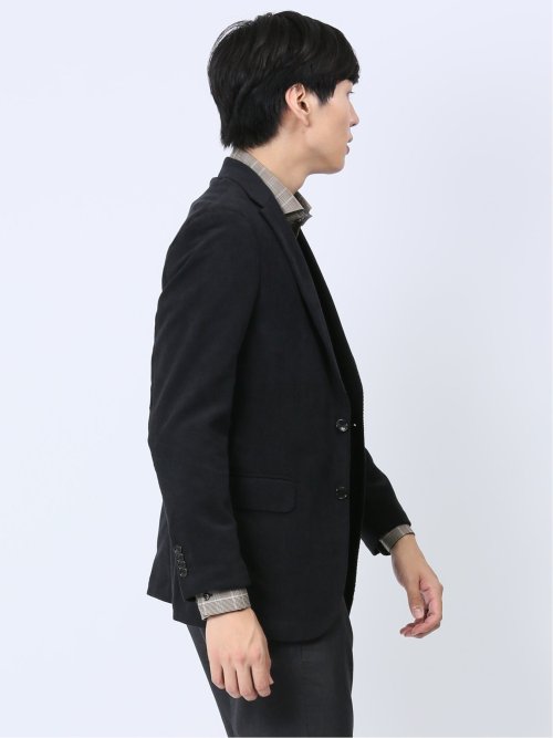 ダブルラッセルニット スリムフィット 2ボタンジャケット 黒