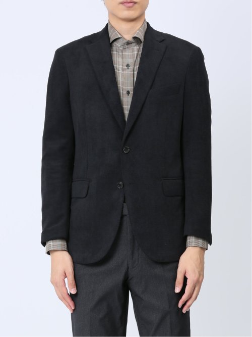 ダブルラッセルニット スリムフィット 2ボタンジャケット 黒