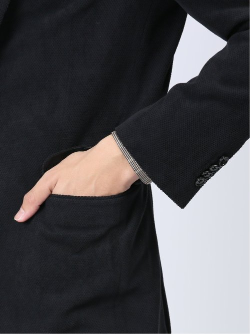 ダブルラッセルニット スリムフィット 2ボタンジャケット 黒