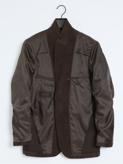 ダブルラッセルニット スリムフィット 2ボタンジャケット 茶