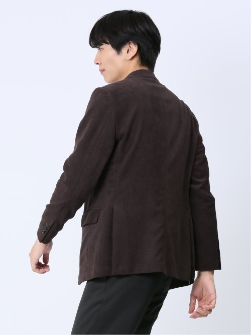 ダブルラッセルニット スリムフィット 2ボタンジャケット 茶