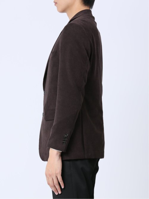 ダブルラッセルニット スリムフィット 2ボタンジャケット 茶