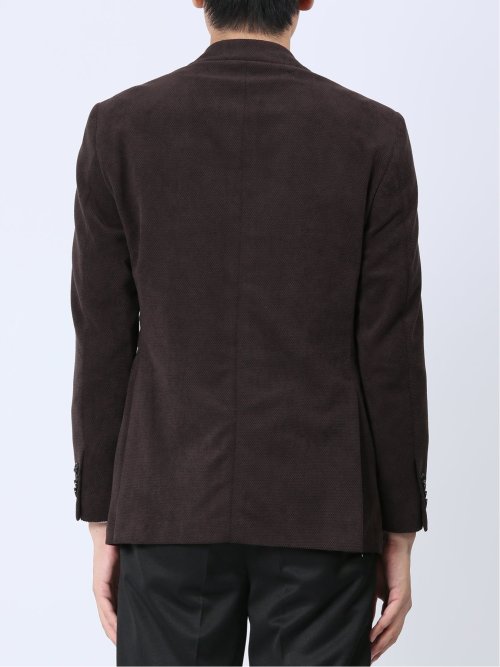 ダブルラッセルニット スリムフィット 2ボタンジャケット 茶