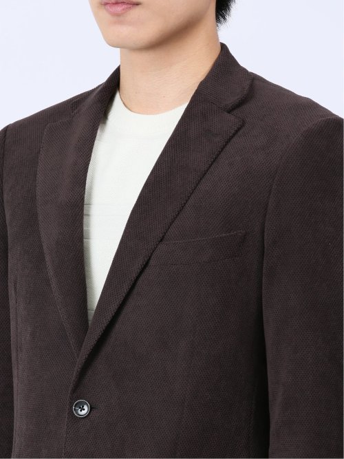 ダブルラッセルニット スリムフィット 2ボタンジャケット 茶