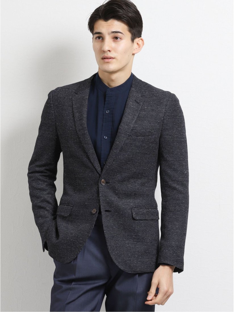 フォルテックス Fortex リネン混スリムフィット2釦テーラードジャケット メランジニット紺 S 75紺 ジャケット アウター Taka Q Online Shop タカキューオンラインショップ 公式通販