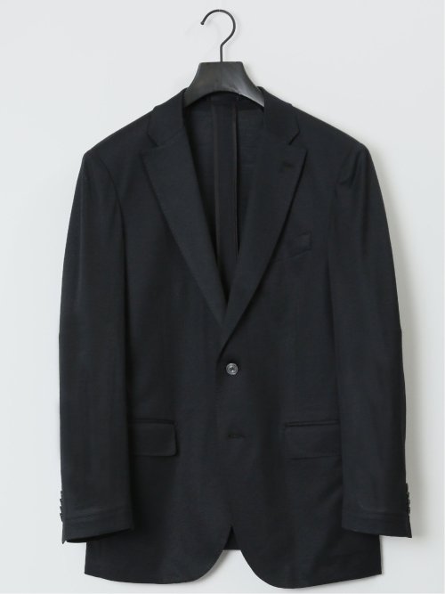 クールマックス リネン混鹿の子 レギュラーフィット 2ボタンジャケット 黒