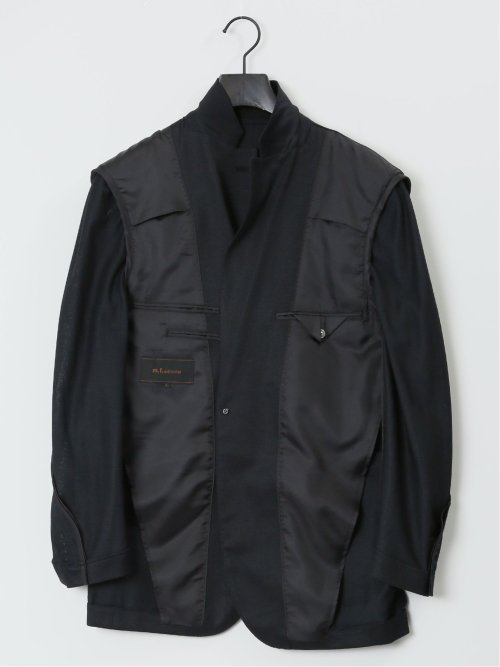 クールマックス リネン混鹿の子 レギュラーフィット 2ボタンジャケット 黒