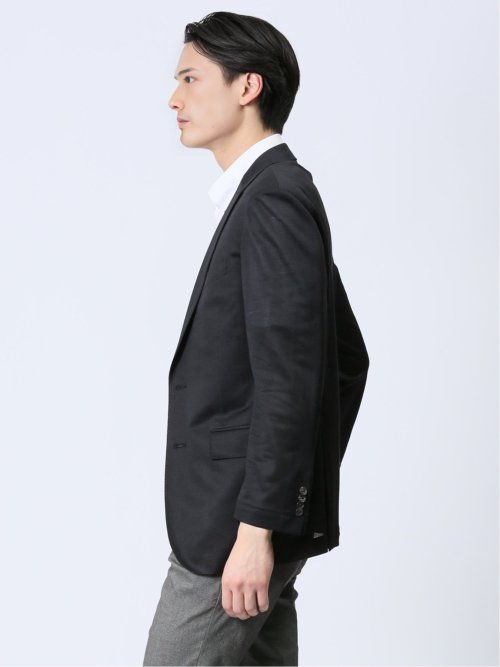 クールマックス リネン混鹿の子 レギュラーフィット 2ボタンジャケット 黒