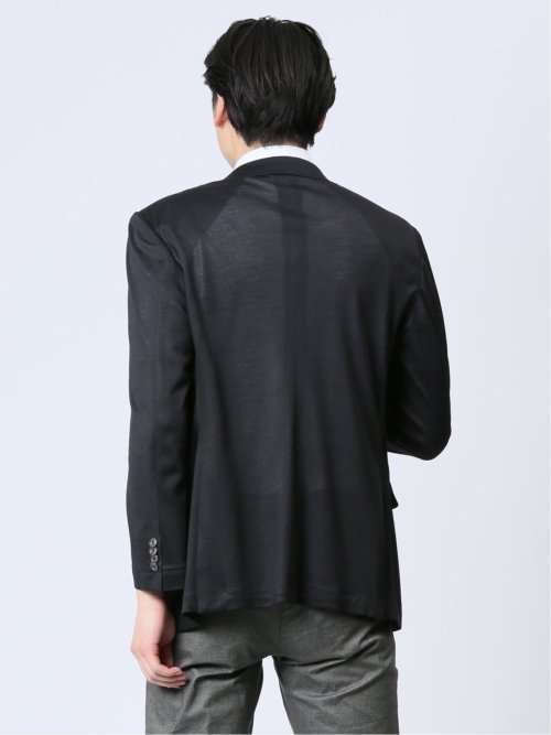 クールマックス リネン混鹿の子 レギュラーフィット 2ボタンジャケット 黒