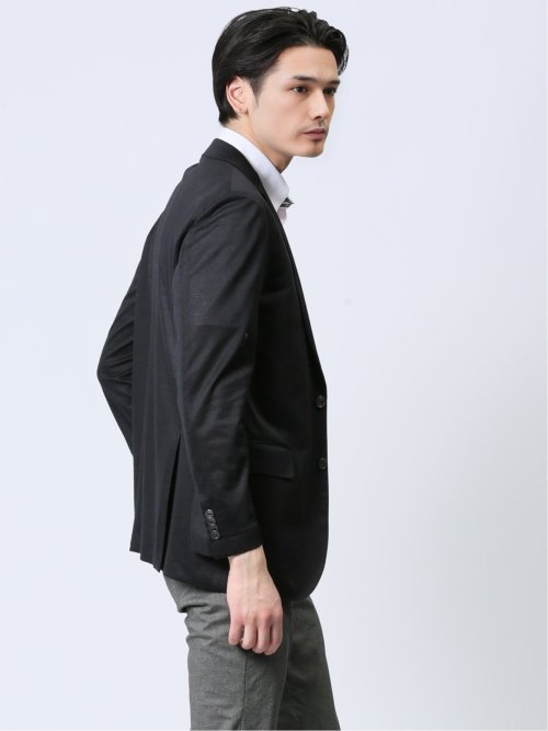 クールマックス リネン混鹿の子 レギュラーフィット 2ボタンジャケット 黒