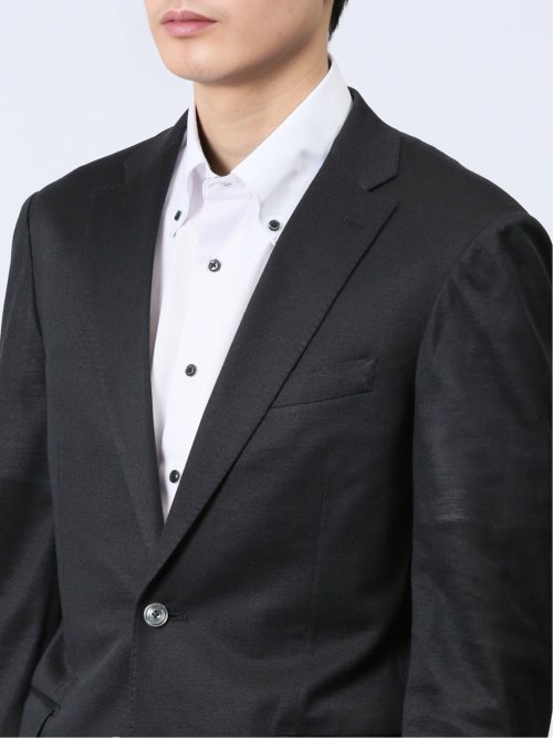 クールマックス リネン混鹿の子 レギュラーフィット 2ボタンジャケット 黒