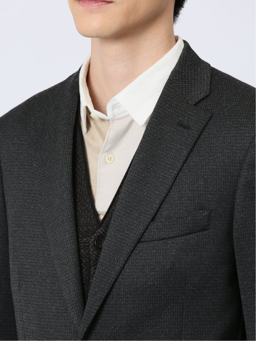 テックツイード レギュラーフィット 2ボタンジャケット チェック黒