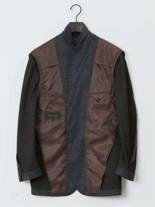 プリントポンチジャージ レギュラーフィット 2ボタンジャケット 紺(セットアップ可能)