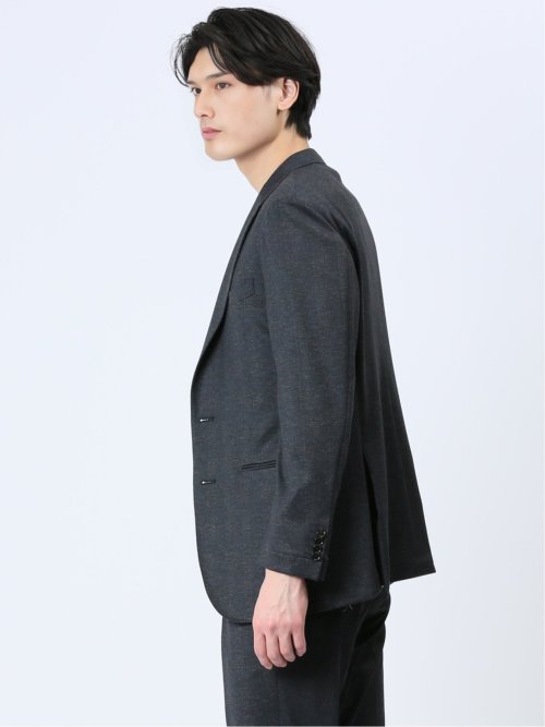 プリントポンチジャージ レギュラーフィット 2ボタンジャケット 紺(セットアップ可能)