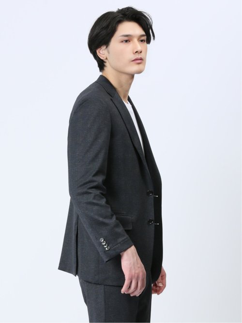 プリントポンチジャージ レギュラーフィット 2ボタンジャケット 紺(セットアップ可能)