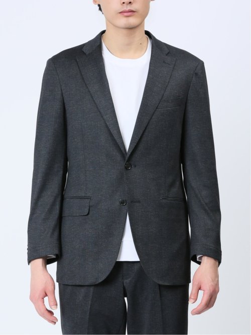 プリントポンチジャージ レギュラーフィット 2ボタンジャケット 紺(セットアップ可能)