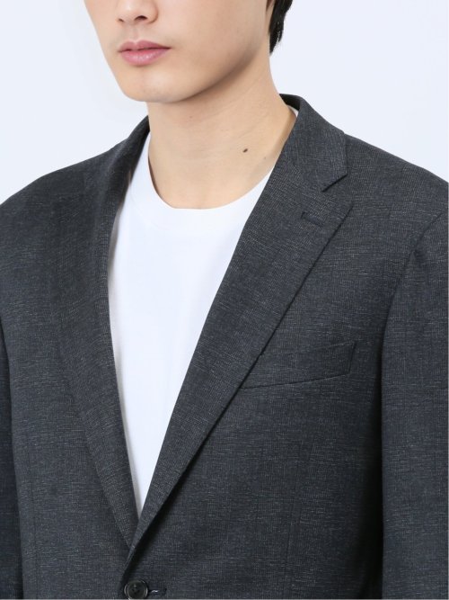 プリントポンチジャージ レギュラーフィット 2ボタンジャケット 紺(セットアップ可能)