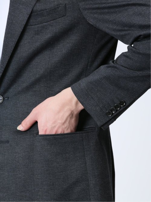 プリントポンチジャージ レギュラーフィット 2ボタンジャケット 紺(セットアップ可能)