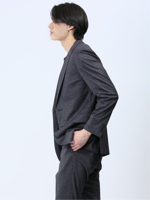 プリントポンチジャージ レギュラーフィット 2ボタンジャケット グレー(セットアップ可能)