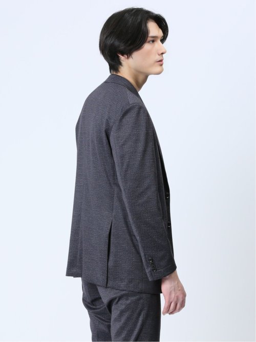 プリントポンチジャージ レギュラーフィット 2ボタンジャケット グレー(セットアップ可能)