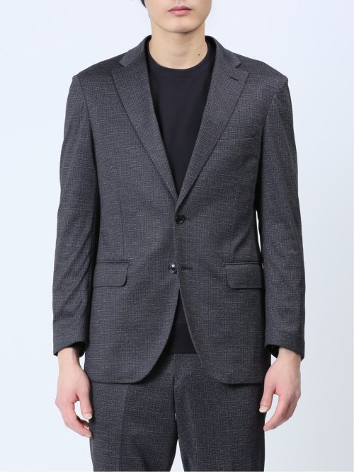 プリントポンチジャージ レギュラーフィット 2ボタンジャケット グレー(セットアップ可能)