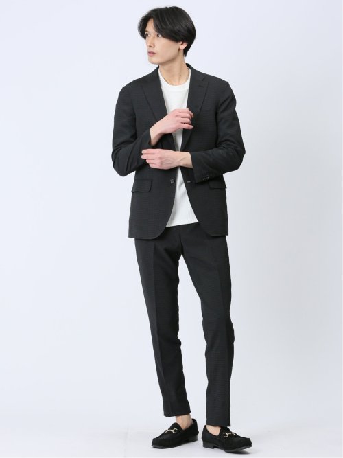 ドットエア レギュラーフィット 2ボタンジャケット 黒(セットアップ可能)