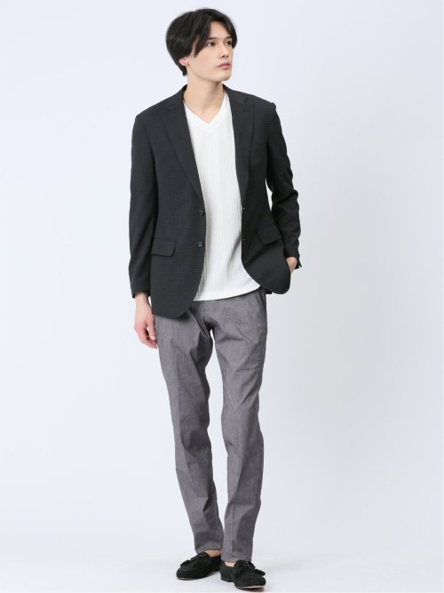 ドットエア レギュラーフィット 2ボタンジャケット 黒(セットアップ可能)