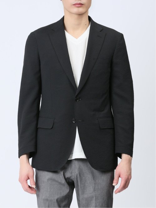 ドットエア レギュラーフィット 2ボタンジャケット 黒(セットアップ可能)