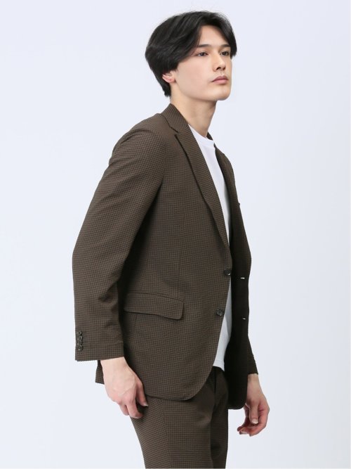 ドットエア レギュラーフィット 2ボタンジャケット 茶(セットアップ可能)