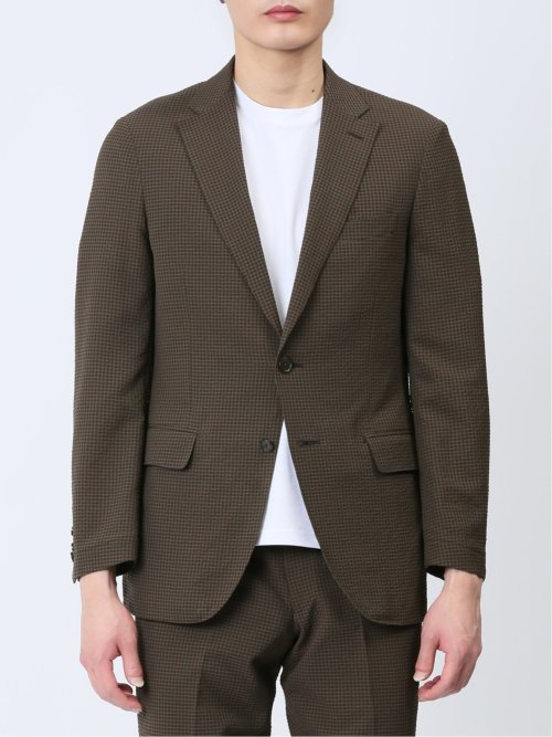 ドットエア レギュラーフィット 2ボタンジャケット 茶(セットアップ可能)