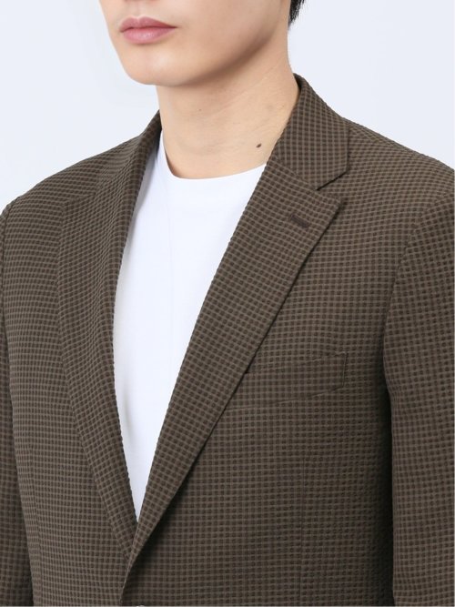 ドットエア レギュラーフィット 2ボタンジャケット 茶(セットアップ可能)