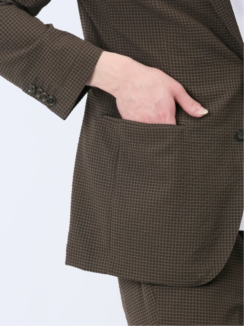 ドットエア レギュラーフィット 2ボタンジャケット 茶(セットアップ可能)