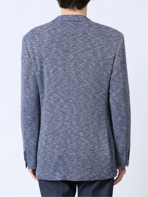 ITALY 麻混ニット レギュラーフィット 2ボタンジャケット 青