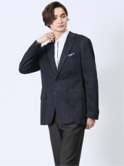 ITALY レーヨン混ニット レギュラーフィット 2ボタンジャケット 紺