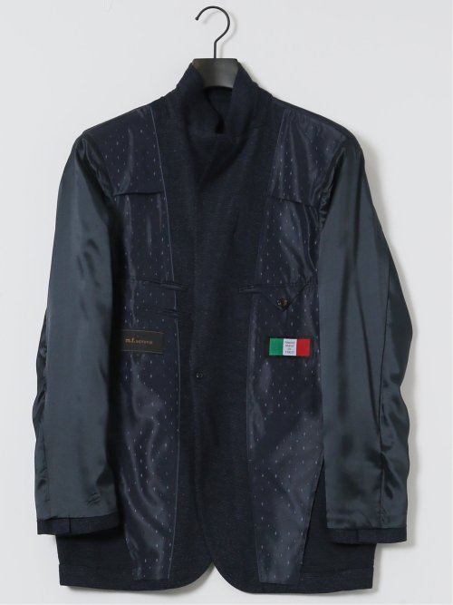 ITALY レーヨン混ニット レギュラーフィット 2ボタンジャケット 紺