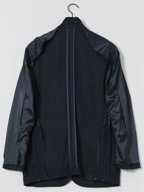 ITALY レーヨン混ニット レギュラーフィット 2ボタンジャケット 紺