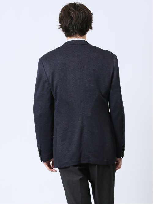 ITALY レーヨン混ニット レギュラーフィット 2ボタンジャケット 紺