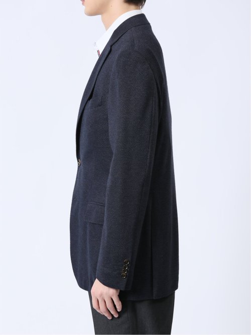 ITALY レーヨン混ニット レギュラーフィット 2ボタンジャケット 紺