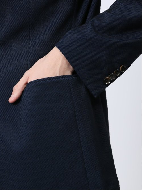 ITALY レーヨン混ニット レギュラーフィット 2ボタンジャケット 紺