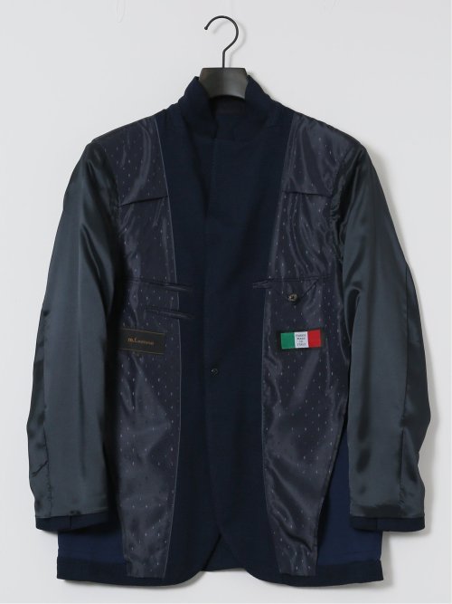 ITALY レーヨン混ニット レギュラーフィット 2ボタンジャケット 紺
