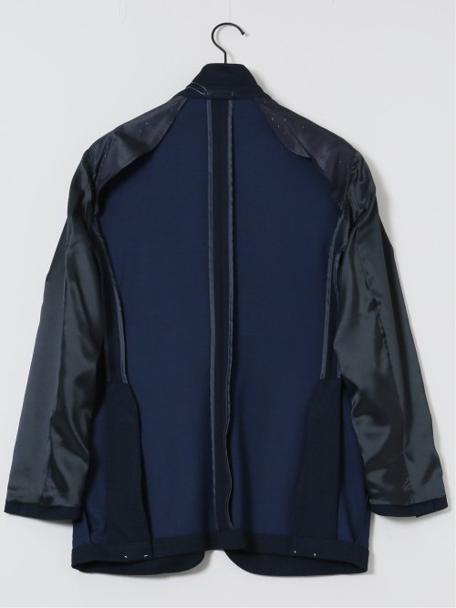 ITALY レーヨン混ニット レギュラーフィット 2ボタンジャケット 紺