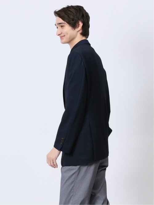 ITALY レーヨン混ニット レギュラーフィット 2ボタンジャケット 紺