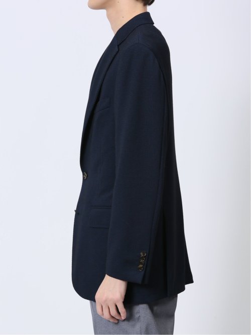 ITALY レーヨン混ニット レギュラーフィット 2ボタンジャケット 紺